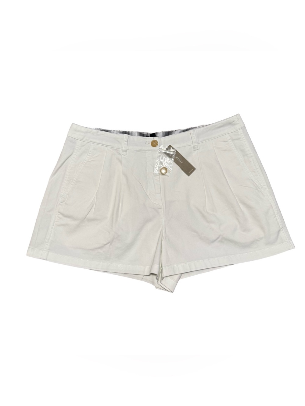 J. Crew Heritage Pleated Shorts Women's 10 Chino White Cotton Casual Preppy NWT - Picture 9 of 9